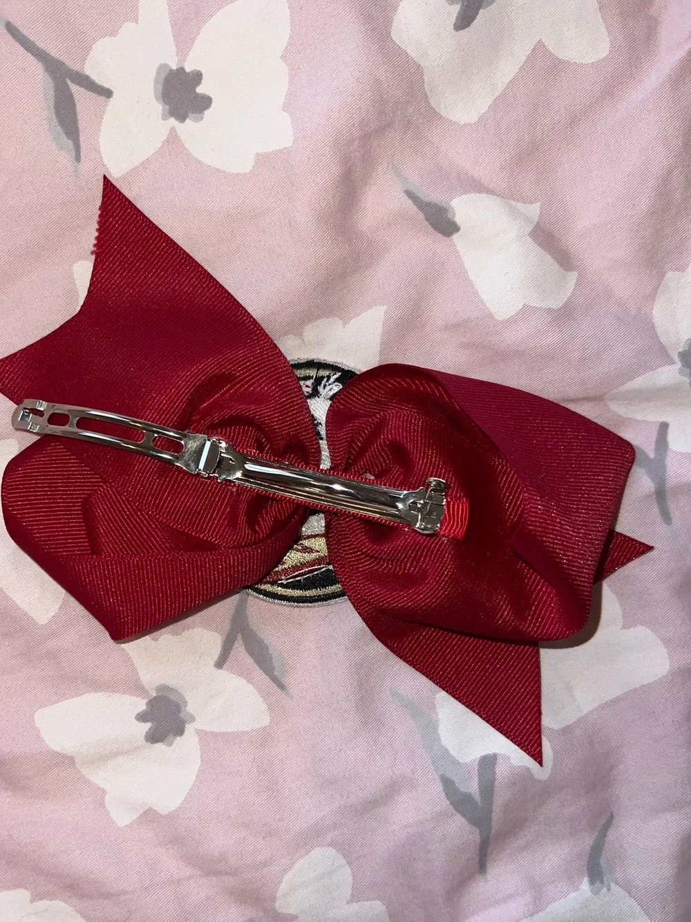 New! Divine Creations Kids FSU Hair Bow with Team Patch garnet Florida State Un